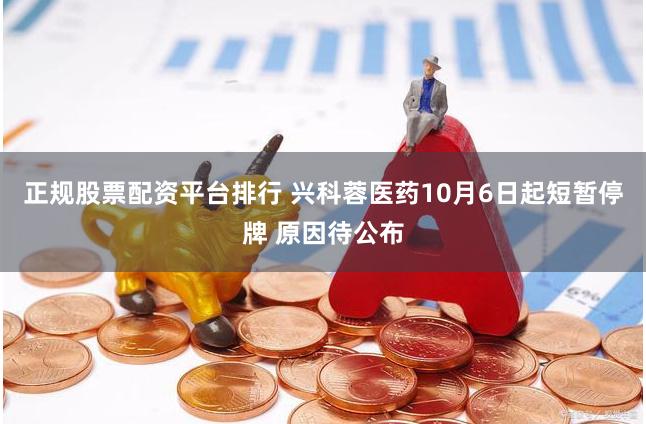 正规股票配资平台排行 兴科蓉医药10月6日起短暂停牌 原因待公布
